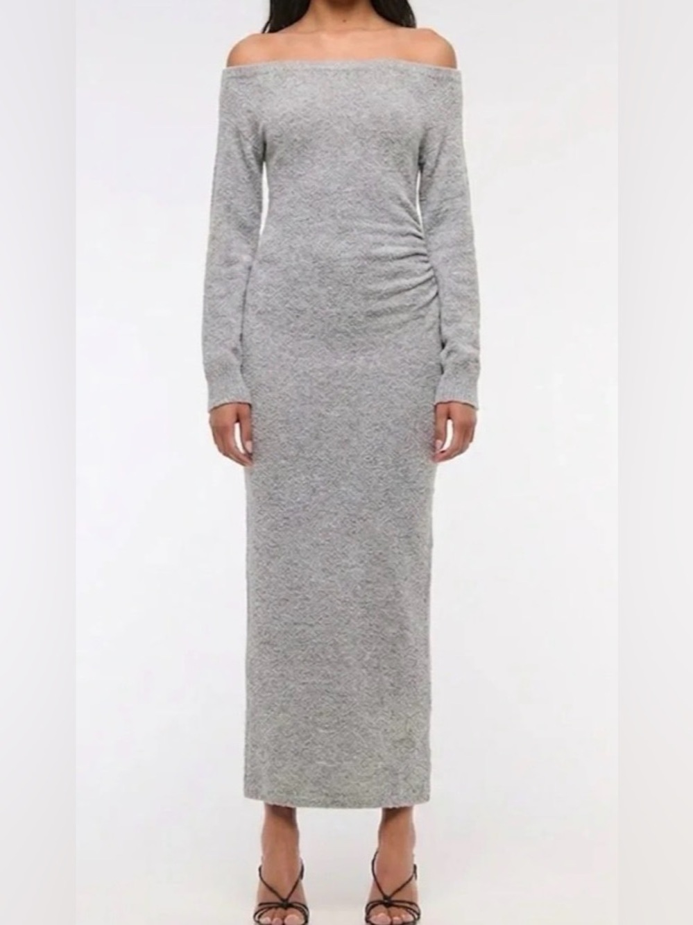 Abercrombie & Fitch Off-Shoulder Boucle Maxi Sweater Dress